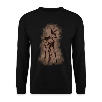 cerf - Sweat-shirt Unisexe - noir - Devant - Alina (178cm) & Michal (187cm)