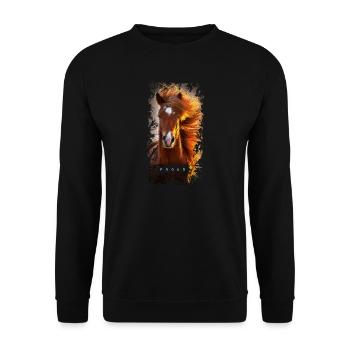 cheval - Sweat-shirt Unisexe - noir - Devant - Alina (178cm) & Michal (187cm)