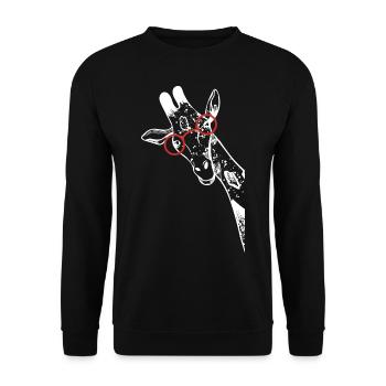 Nerd Giraffe mit Brille - Unisex Pullover - Schwarz - Vorne - Alina (178cm) & Michal (187cm)