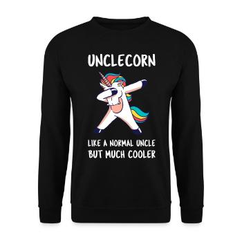 Unclecorn III - Awesome Uncle Unicorn - Unisex Sweatshirt - black - Front - Alina (178cm) & Michal (187cm)