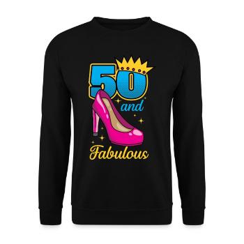 Birthday 50th birthday 50th year 50 and fabulous - Unisex Sweatshirt - black - Front - Alina (178cm) & Michal (187cm)