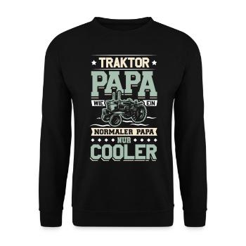 Traktor Papa Cooler Vater - Unisex Pullover - Schwarz - Vorne - Alina (178cm) & Michal (187cm)