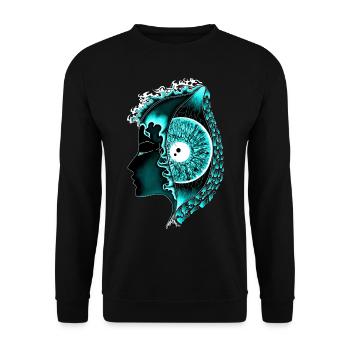 Big Eye Turquoise, Eye, Vertical, Realistic - Unisex Sweatshirt - black - Front - Alina (178cm) & Michal (187cm)