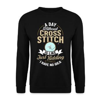 Cross Stitch Pattern Cross Stitch Needles Embroidery Weaving - Unisex Sweatshirt - black - Front - Alina (178cm) & Michal (187cm)