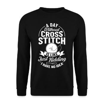 Cross Stitch Pattern Cross Stitch Needles Embroidery Weaving - Unisex Sweatshirt - black - Front - Alina (178cm) & Michal (187cm)