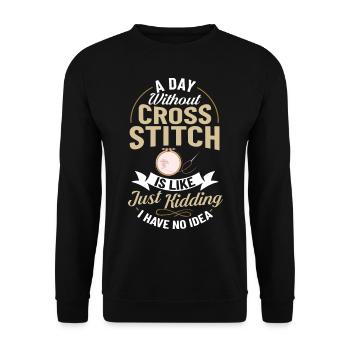 Cross Stitch Pattern Cross Stitch Needles Embroidery Weaving - Unisex Sweatshirt - black - Front - Alina (178cm) & Michal (187cm)