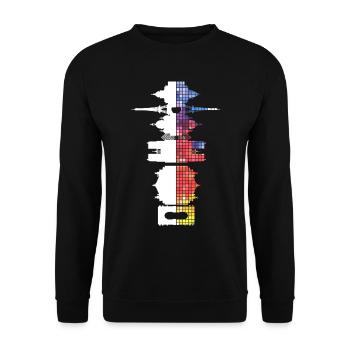 Paris France City Skyline Pixel Coloré - Sweat-shirt Unisexe - noir - Devant - Alina (178cm) & Michal (187cm)