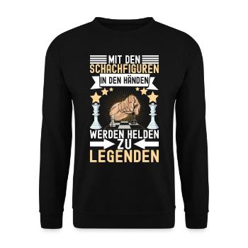 Schach Schachspieler - Unisex Pullover - Schwarz - Vorne - Alina (178cm) & Michal (187cm)