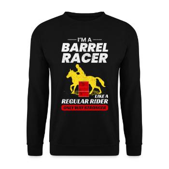 Barrel Racer Reiten Racing Rodeo Lustig - Unisex Pullover - Schwarz - Vorne - Alina (178cm) & Michal (187cm)