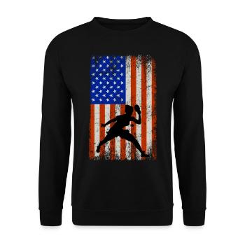 Drapeau américain Ping Pong Joueur de tennis de table - Sweat-shirt Unisexe - noir - Devant - Alina (178cm) & Michal (187cm)