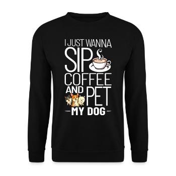 Cafetière Chien Machine Puppy Cup Grains - Sweat-shirt Unisexe - noir - Devant - Alina (178cm) & Michal (187cm)