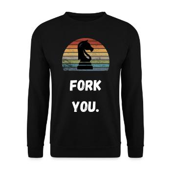 Schach Trend Chess Cheating Meme Queens Gambit - Unisex Sweatshirt - black - Front - Alina (178cm) & Michal (187cm)