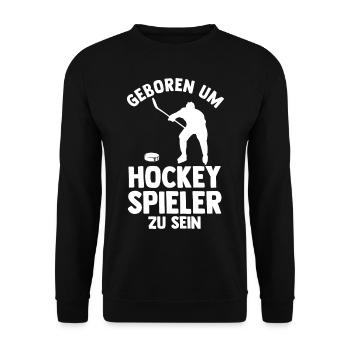 Eishockey Hockeyspieler Hockey - Unisex Pullover - Schwarz - Vorne - Alina (178cm) & Michal (187cm)