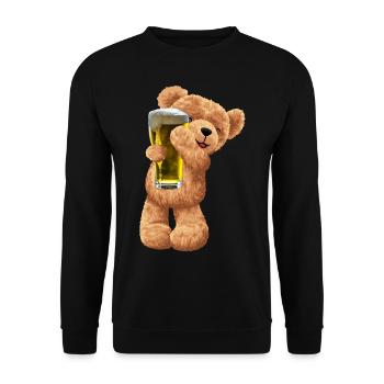 Teddy bear bear with beer - Unisex Sweatshirt - black - Front - Alina (178cm) & Michal (187cm)