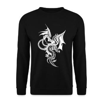 Tattoo Design - Drache - Unisex Pullover - Schwarz - Vorne - Alina (178cm) & Michal (187cm)
