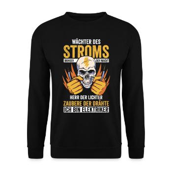 Elektriker Wächter des Stroms - Unisex Pullover - Schwarz - Vorne - Alina (178cm) & Michal (187cm)