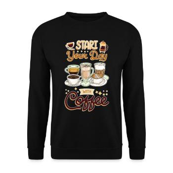 Café Amateur de Café Tasse à café Barista Vintage - Sweat-shirt Unisexe - noir - Devant - Alina (178cm) & Michal (187cm)