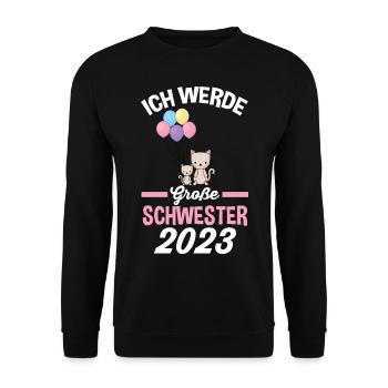 Katze Schwester 2023 - Unisex Pullover - Schwarz - Vorne - Alina (178cm) & Michal (187cm)