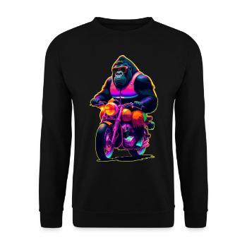 Gorilla on motorcycle with sunglasses - Unisex Sweatshirt - black - Front - Alina (178cm) & Michal (187cm)