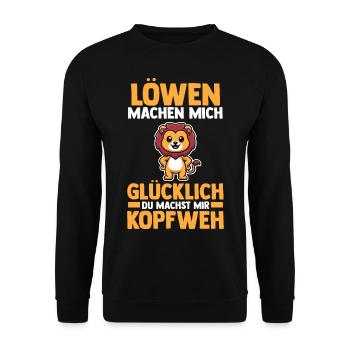 Löwe Löwen - Unisex Pullover - Schwarz - Vorne - Alina (178cm) & Michal (187cm)