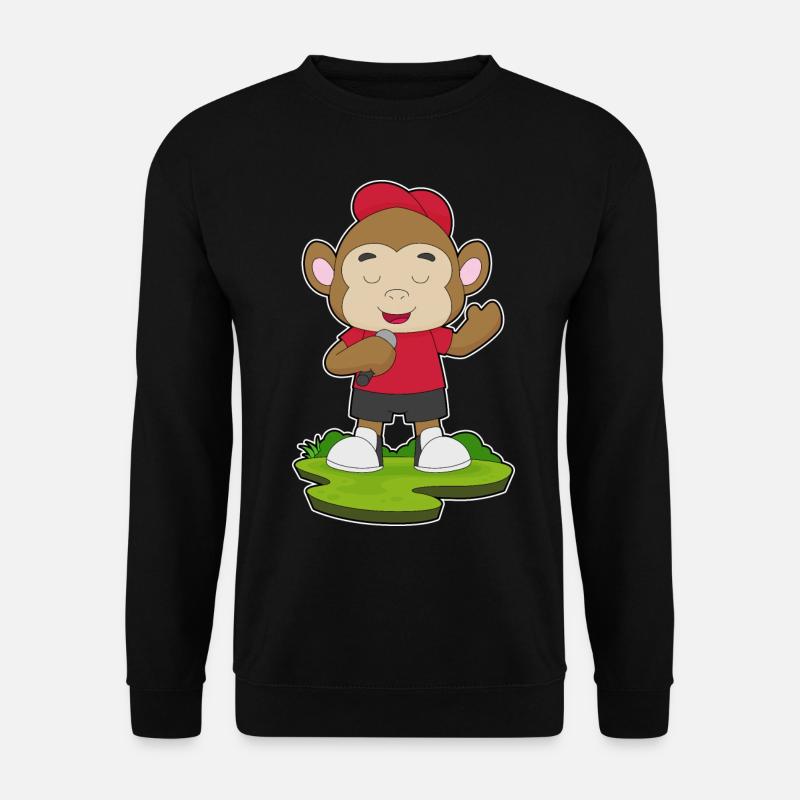 Monkey Singer Microphone - Sweat-shirt Unisexe - noir