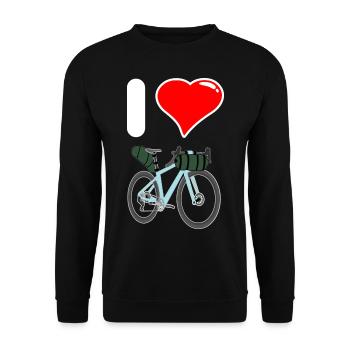 I Love Bike Packing Ich liebe Fahrradreisen - Unisex Sweatshirt - black - Front - Alina (178cm) & Michal (187cm)