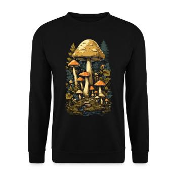 Retro Mushrooms Vintage Collectible Mushroom Design - Unisex Sweatshirt - black - Front - Alina (178cm) & Michal (187cm)