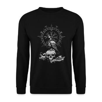 gothic wikinger rabe - Unisex Pullover - Schwarz - Vorne - Alina (178cm) & Michal (187cm)