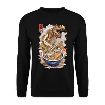 Dragon & Ramen Japanese Anime Style Poster Art - Unisex Sweatshirt - black - Front - Alina (178cm) & Michal (187cm)