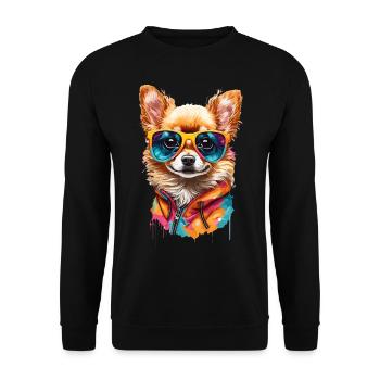 Chihuahua Cute Cool Cute Sunglasses Trendy - Unisex Sweatshirt - black - Front - Alina (178cm) & Michal (187cm)