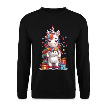 Licorne de Noël magique Licorne à Noël - Sweat-shirt Unisexe - noir - Devant - Alina (178cm) & Michal (187cm)