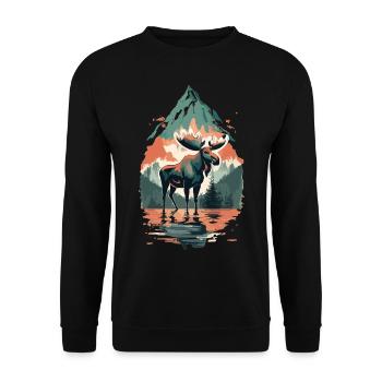 Wilderness Guardians: Moose and Nature in Harmony - Unisex Sweatshirt - black - Front - Alina (178cm) & Michal (187cm)