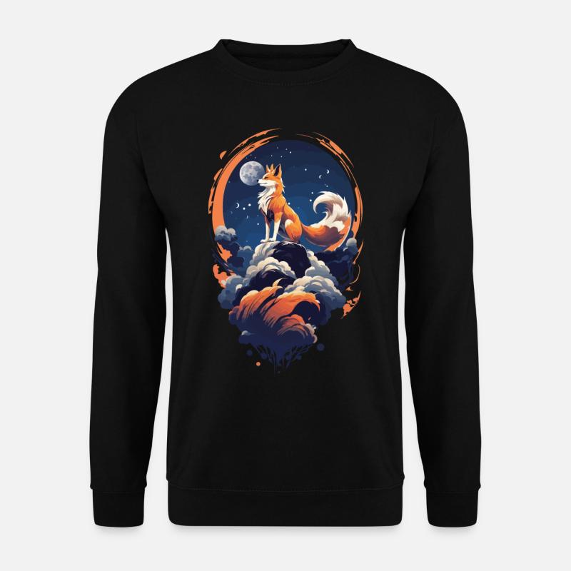 Fuchs Geist Japan Art Style Kitsune Yokai Design - Unisex Pullover - Schwarz