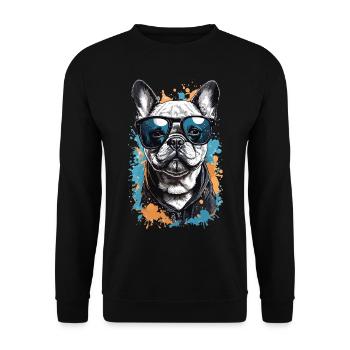 Cool Dog - Bouledogue français élégant - Sweat-shirt Unisexe - noir - Devant - Alina (178cm) & Michal (187cm)