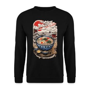 Retro Ramen Japan Ukiyo-E Style Noodle Soup Art - Unisex Sweatshirt - black - Front - Alina (178cm) & Michal (187cm)
