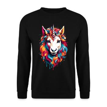 Colorful Horse: Unicorn Pony Magic - Unisex Sweatshirt - black - Front - Alina (178cm) & Michal (187cm)