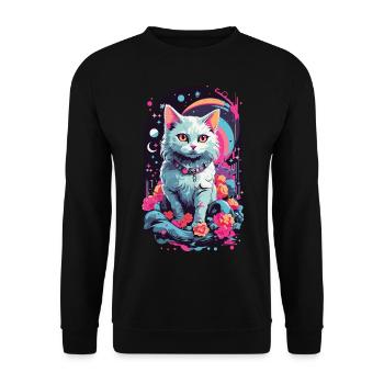 Mystic Pastel Goth Katze Aesthetic Nacht - Unisex Pullover - Schwarz - Vorne - Alina (178cm) & Michal (187cm)