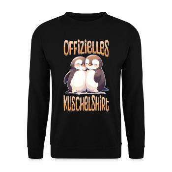 Offizielles Kuschelshirt Pinguine Liebe Herz Süß - Unisex Pullover - Schwarz - Vorne - Alina (178cm) & Michal (187cm)