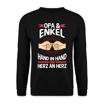 Großvater Opa und Enkel - Unisex Pullover - Schwarz - Vorne - Alina (178cm) & Michal (187cm)