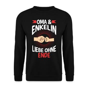 Oma Großmutter und Enkelin - Unisex Pullover - Schwarz - Vorne - Alina (178cm) & Michal (187cm)