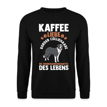 Kaffee Hund Border Collie - Unisex Pullover - Schwarz - Vorne - Alina (178cm) & Michal (187cm)