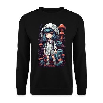 Psychedelic Mushroom Anime Festival Aesthetic - Unisex Sweatshirt - black - Front - Alina (178cm) & Michal (187cm)