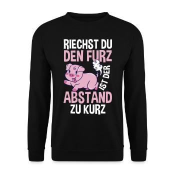 Riechst Du Den Furz Ist Der Abstand Zu Kurz - Unisex Pullover - Schwarz - Vorne - Alina (178cm) & Michal (187cm)
