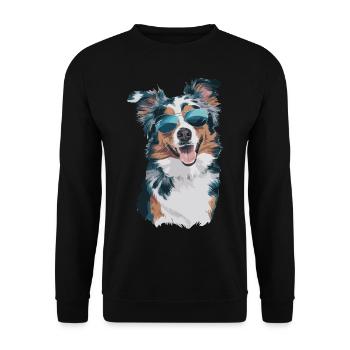 Berger australien avec lunettes de soleil - Sweat-shirt Unisexe - noir - Devant - Alina (178cm) & Michal (187cm)