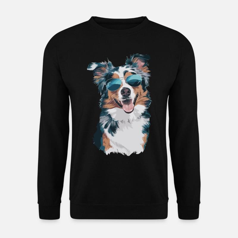 Australian Shepherd with sunglasses - Unisex Sweatshirt - black