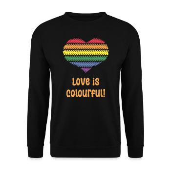 Love Is Colourful! (Herz / Pride / LGBTQIA+) - Unisex Pullover - Schwarz - Vorne - Alina (178cm) & Michal (187cm)