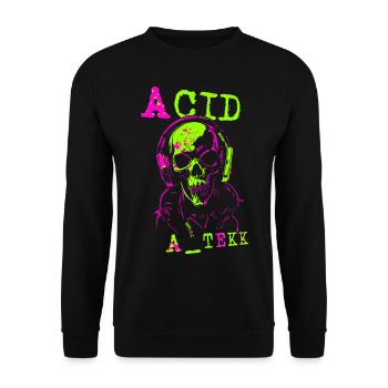 ACID A TEKK Totenkopf - Unisex Pullover - Schwarz - Vorne - Alina (178cm) & Michal (187cm)