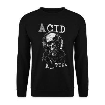Techno Skull - Tekk Head - Unisex Pullover - Schwarz - Vorne - Alina (178cm) & Michal (187cm)
