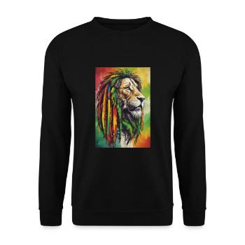Lion Rastafari - Unisex Sweatshirt - black - Front - Alina (178cm) & Michal (187cm)