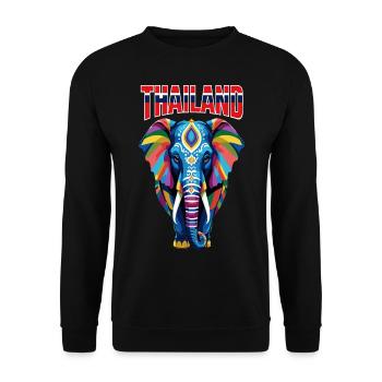 Éléphant abstrait coloré de Thaïlande - Sweat-shirt Unisexe - noir - Devant - Alina (178cm) & Michal (187cm)